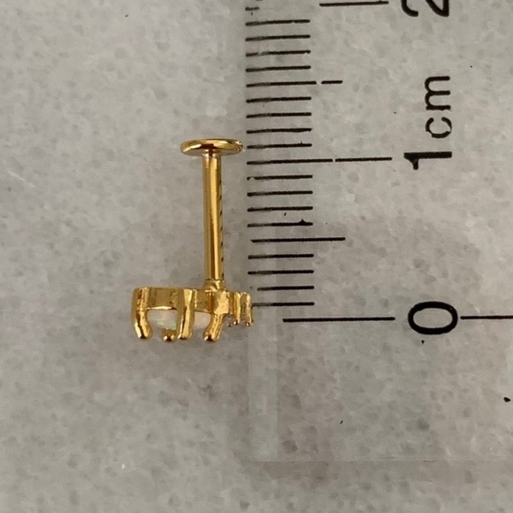 18K Gold Crystal Opal Cartilage Earring - Picture 2 of 5